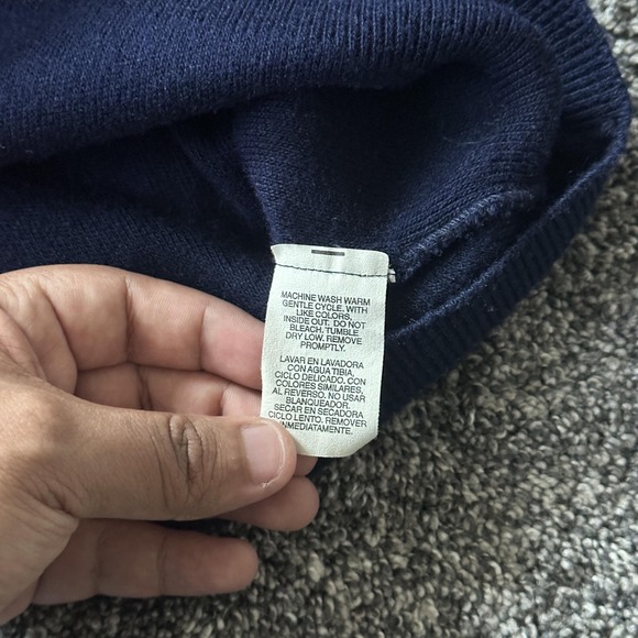 Towncraft Sweater Mens Medium Navy Blue V-Neck Pullover‎ Knit Acrylic Made USA - Picture 6 of 16